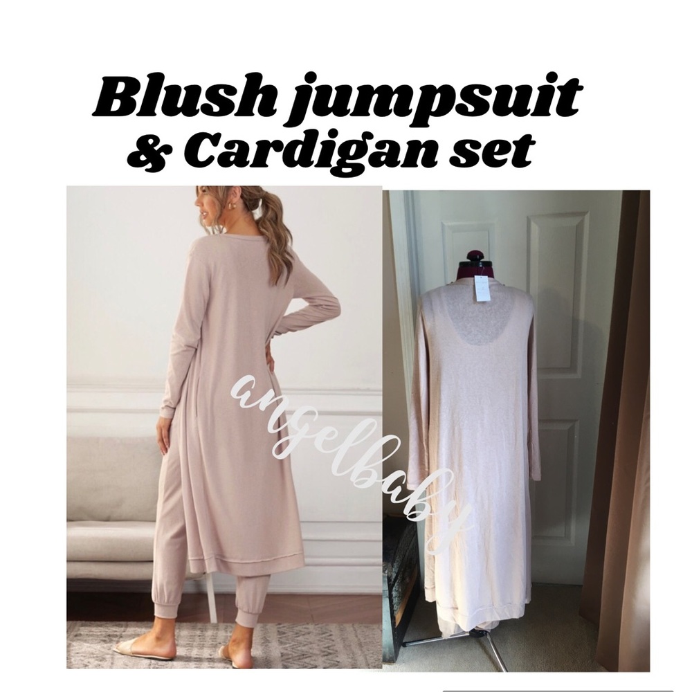 Blush Jumpsuit & Cardigan Lounge Set! - Picture 12 of 16
